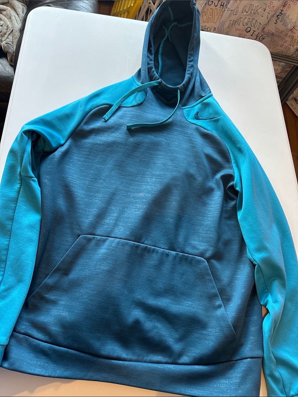 C1- UNISEX Nike Blue and Teal Hooded Pullover Sweatshirt